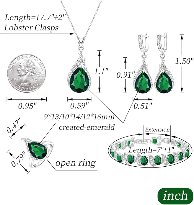 GZWHD Jewelry Set for Women CZ Earrings Necklace Ring Bracelet Set Prom Party Wedding Jewelry Gift for Mother Friend Wife