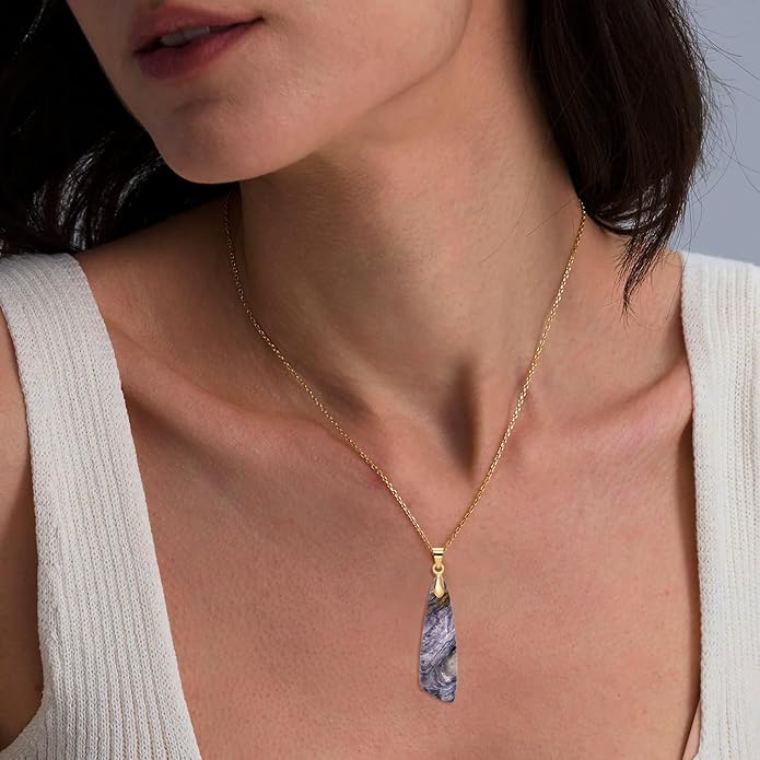 Nature Stone Necklaces for Women Boho Pendant Necklace 18K Gold Chain Necklaces