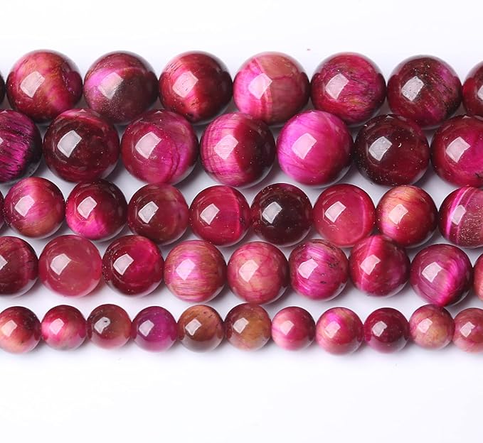 Natural Rose Red Tiger Eye Beads for Jewelry Making Round Loose Stone Beads Semi-Precious DIY Bracelet Necklace 6mm