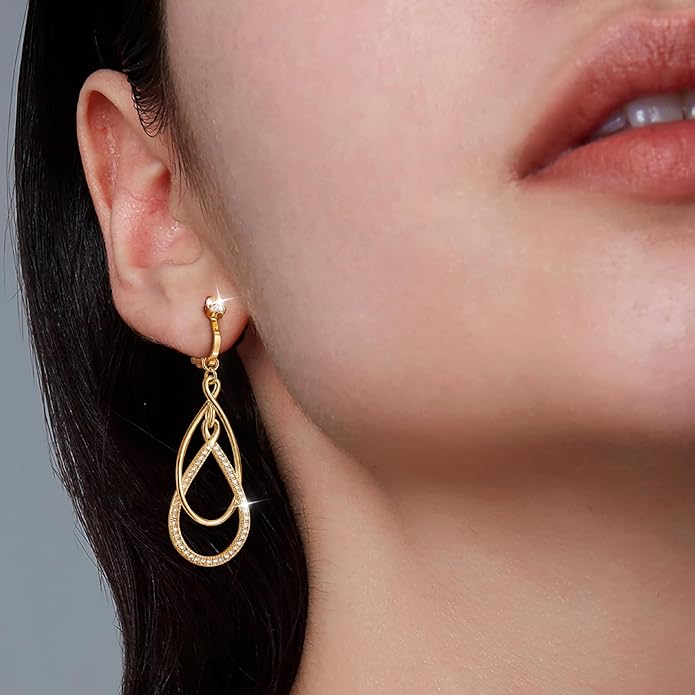 Clip on Earrings for Women Statement Drop Dangle Earrings for Women Jewelry Hypoallergenic Trendy 14K Gold/Silver Plated Earring Non Pierced Earring Jewelry Gifts Wedding Party Fashion Trendy Jewelry Gifts