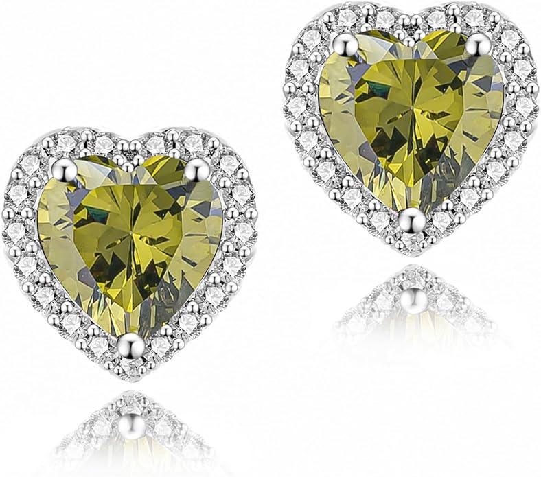 YOMELA Cubic Zirconia Earrings Studs, Halo CZ Birthstone Simulated Diamond Stud Earrings for Women
