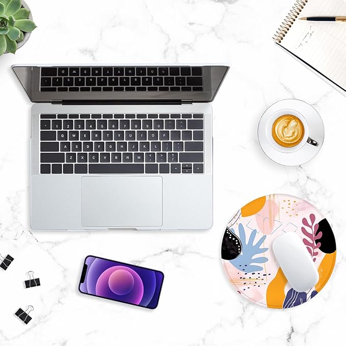ITNRSIIET Round Mouse Pad with Stitched Edge Premium-Textured Waterproof Non-Slip Rubber Base Desktop Protection Mat Diameter 8.7 inches, Floral Fantasy