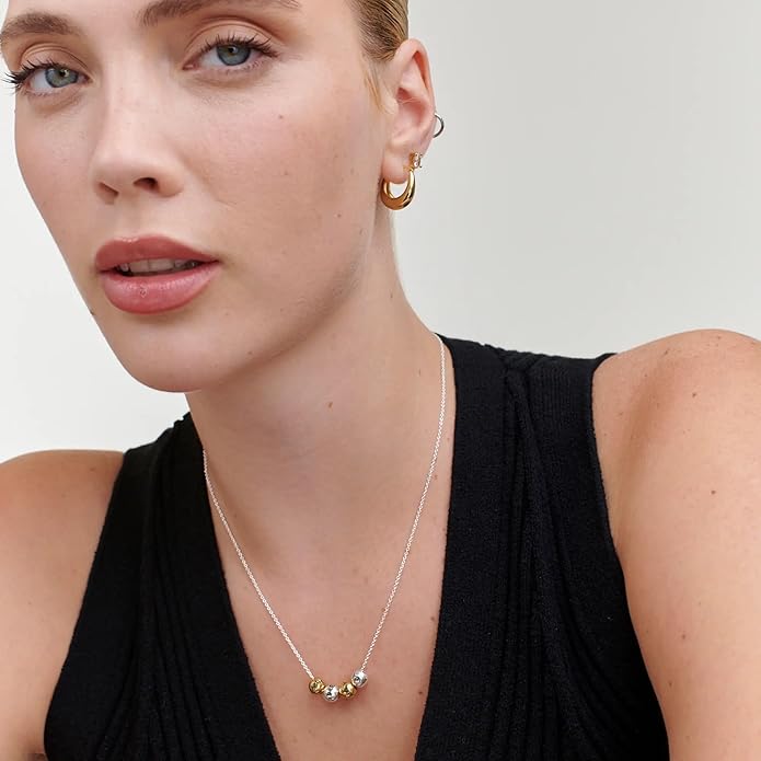 MyNameNecklace Personalized The Balance Charm Necklace with Custom Engraved Beads - Cable/Link Chain - Dainty Gift for Mom, Her - Jewelry for Christmas