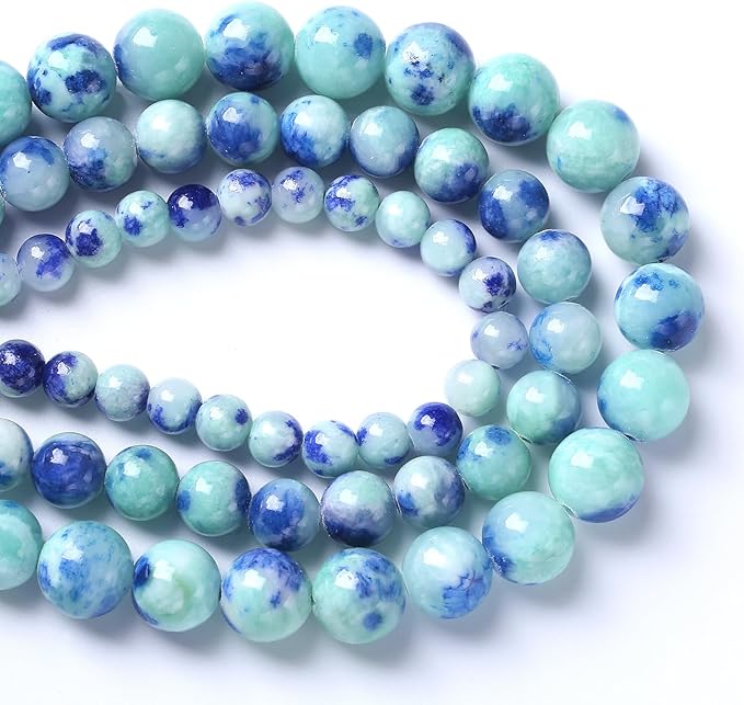 6MM 60PCS Peacock Blue Persian Jade Spacer Loose Beads for Jewelry Making DIY Bracelet Necklace