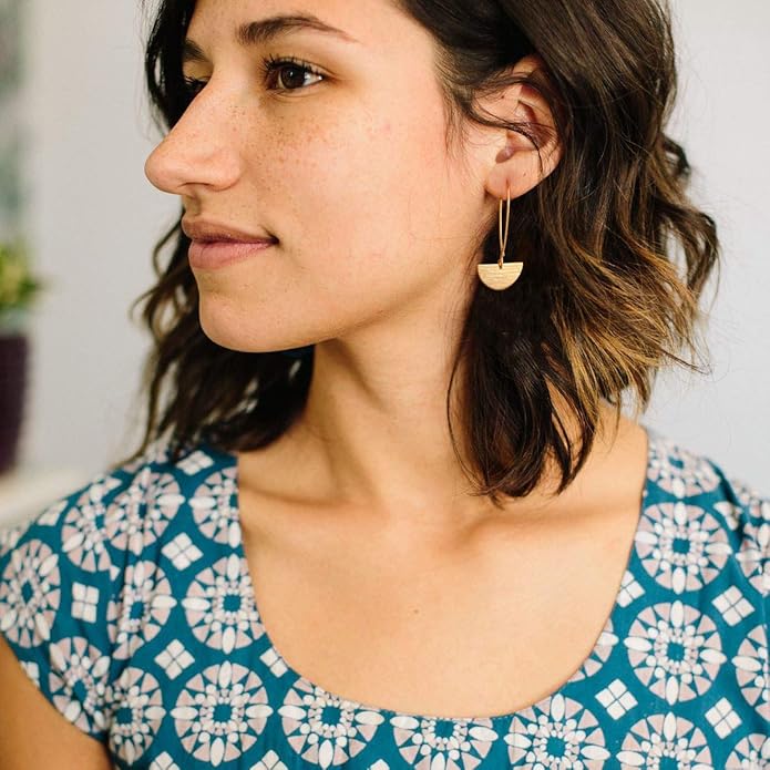 SOFYBJA Dainty 18K Gold Plated Disc Ball Triangle Sunburst Drop Earrings Long Dangle Lightweight Handmade Earrings Jewelry