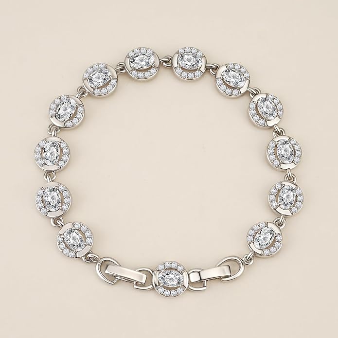 Tennis Bracelet for Women 14K Gold Plated Cubic Zirconia Bracelet,Classic Crystal Tennis Bracelet, Rhinestone Delicate Bracelet Gift for Her