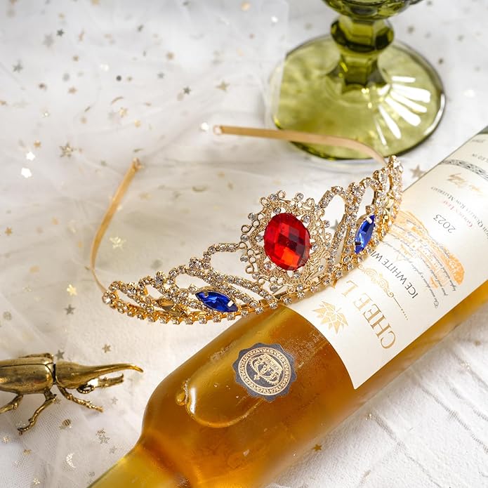 Princess Dress Up Accessories Tiara Crown Sparkle Gold Crown for Birthday Christmas Halloween Cosplay
