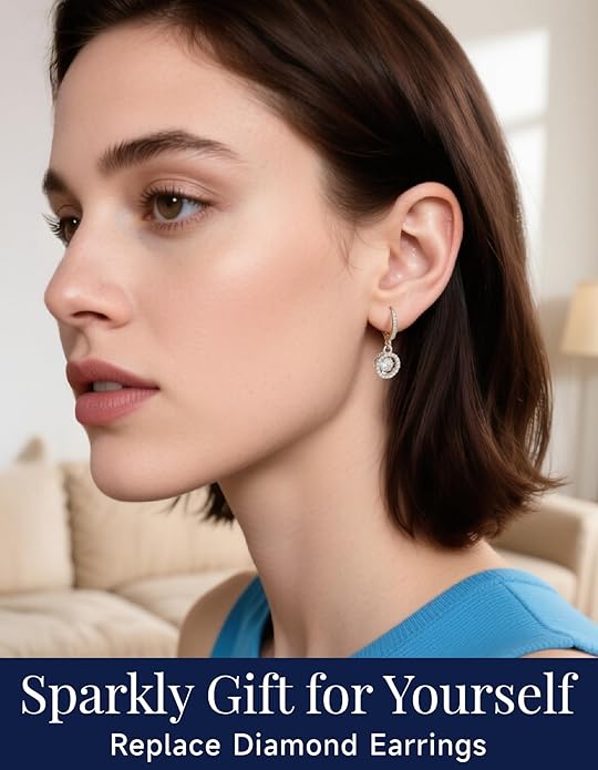 MomentWish Dangle Earrings for Women-925 Sterling Silver Moissanite Earring, Women's Gift for Valentine Birthday, D Color VVS1 Dancing Moissanite Hoops