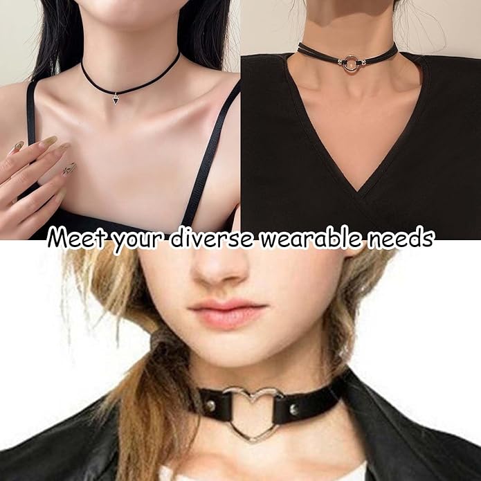 Black Goth Choker Necklace for Women,Black Elegantes Lace Chokers Set,Punk Jewelry Clothes Accessories