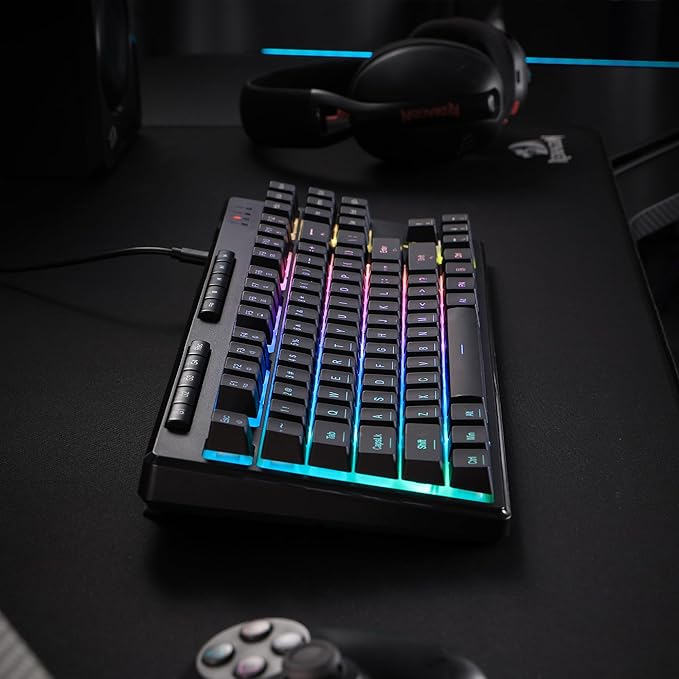 Redragon K516 Shiva TKL Wired RGB Membrane Gaming Keyboard, 87 Keys Mechanical-Feel Keyboard w/Smooth Linear Switch, On-Board Macro & Dedicated Multimedia Keys, 16.8M RGB Backlit, Software Supported