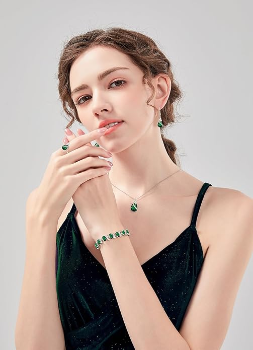 GZWHD Jewelry Set for Women CZ Earrings Necklace Ring Bracelet Set Prom Party Wedding Jewelry Gift for Mother Friend Wife