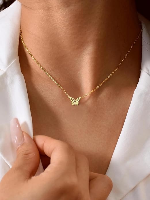 ChicSilver Personalized 925 Sterling Silver Dainty Small Heart/Star/Moon/Dot/Triangle Pendant Necklace for Women, Silver/Gold/Rose Gold/Black (with Gift Box)