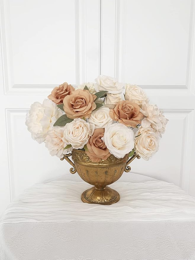 Roses Artificial Flowers Nude Bouquet Box Set for DIY Wedding Centerpieces for Table Bridal Baby Shower Decorations Party Home Decor Indoor Outdoor Faux Silk Floral Arrangements