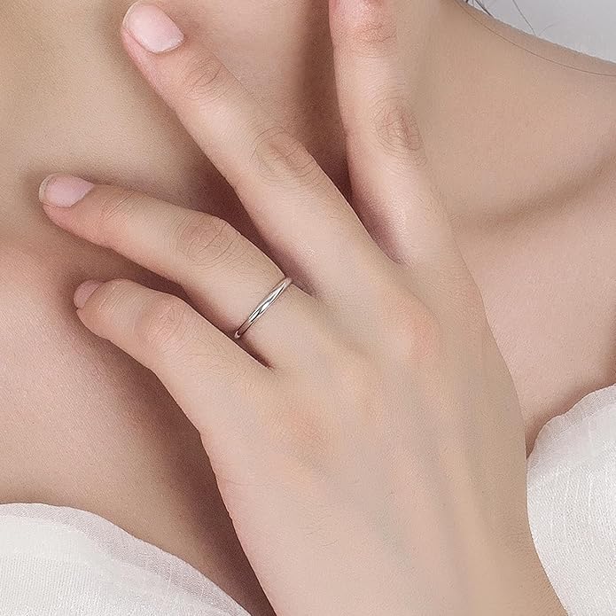 Dankadi Simple Fashion S925 Sterling Silver Ring Smooth Plain Dome Comfort Solid Silver Wedding Ring For Men & Women 3.5 mm 3-13# 24k Real Gold Plated Jewelry