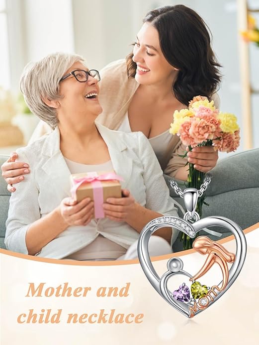 Valentines Day Gift for Mom Mother Daughter Necklace Birthstone Necklaces for Women Anniversary Jewelry Valentine Mothers Day Christmas Birthday Gifts for Mom Women Her Wife Girlfriend