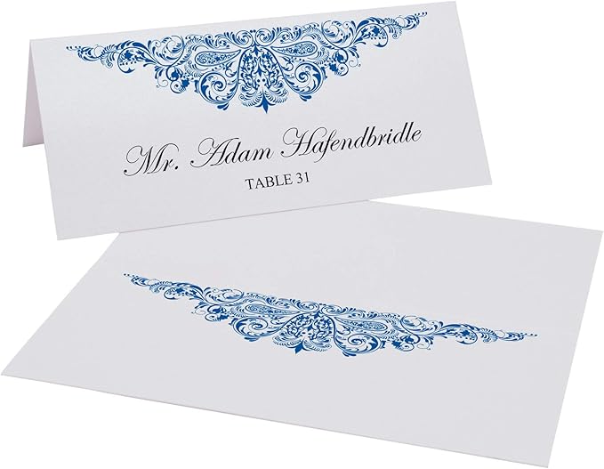 Paisley Printable Place Cards, Royal Blue (Choose Color), Set of 60 (10 Sheets), Laser & Inkjet Printers - Wedding, Party, Dinner, and Special Events - Made in the USA
