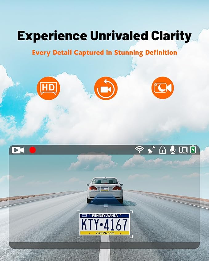 Sprleaf 4-Channel Dash Cam with Front and Rear Cameras, 360° Dashcam,128GB Card Included, 5G Wi-Fi and App Control, Night Vision, WDR, 24-Hour Parking Mode, Collision Detection