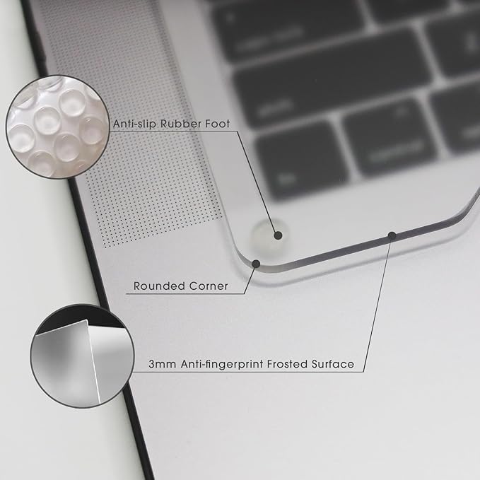 Kado Lift Riser Acrylic for External Keyboard, Frosted Transparent, Office Gaming Laptop Keyboard Cover Mechanical 40%/60%/65%/70% Stand Holder Made for MacBook Air/Pro 13"/14"/15"/16"
