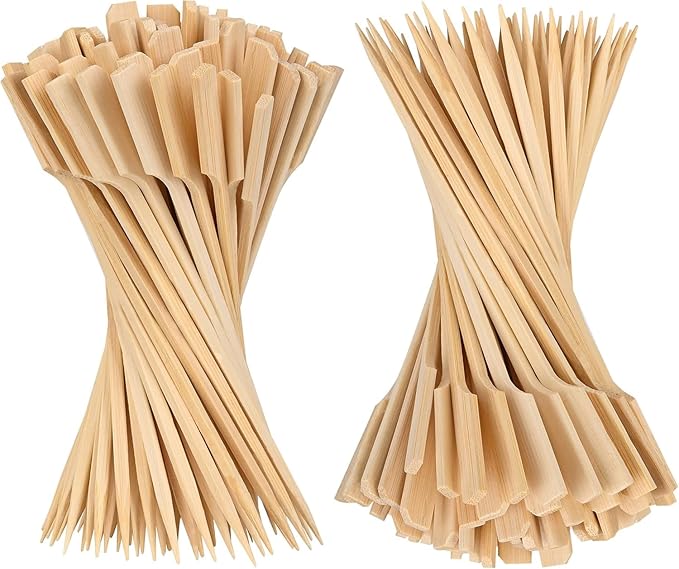4.7 Inch Bamboo Skewers For Appetizers, 1000PCS Cocktail Picks, Fancy Flat Toothpicks For Appetizers, Bamboo Sticks For Party Sandwich Fruit Charcuterie Boards Accessories.