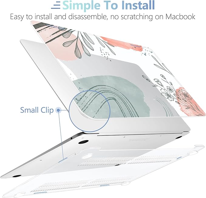MEEgoodo for MacBook Air 13.3 inch Case 2021 2020 2019 2018 A2337 M1 A2179 A1932, Clear Case for MacBook Air M1 with Keyboard Webcam Cover & Trackpad Film & Type C Adapter,Watercolor Floral 3