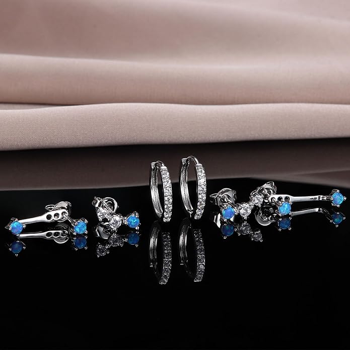 FIASASO 3 Pairs 925 Sterling Silver Hypoallergenic Earrings for Women Trendy - 14K Gold Plated Stud Hoop Cartilage Earrings Set Small Earring Stacks for Sensitive Ears Non Tarnish Dainty Silver Earring