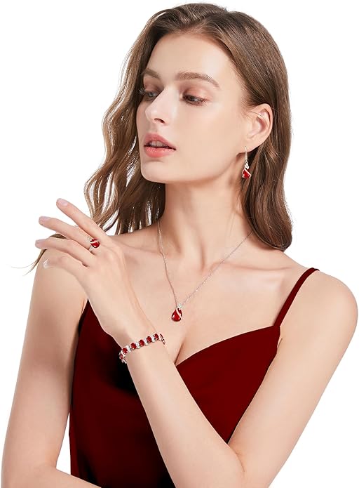 GZWHD Jewelry Set for Women CZ Earrings Necklace Ring Bracelet Set Prom Party Wedding Jewelry Gift for Mother Friend Wife