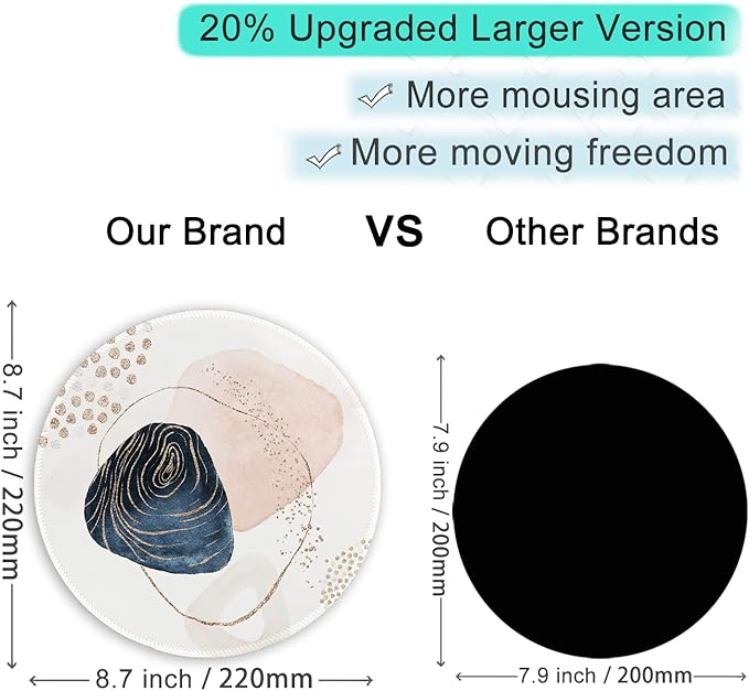 ITNRSIIET Round Mouse Pad with Stitched Edge Premium-Textured Waterproof Non-Slip Rubber Base Desktop Protection Mat Diameter 8.7 inches, Aesthetic Boho