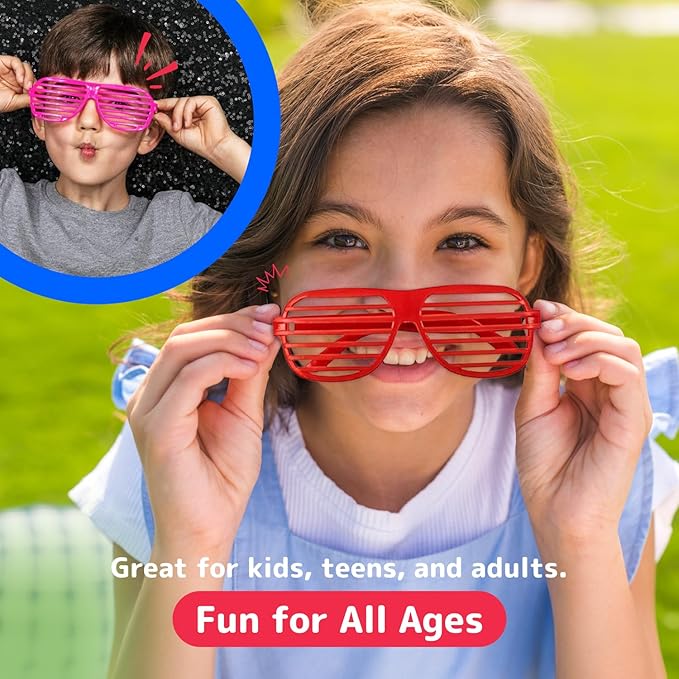 PREXTEX Mega Pack 50 Pairs of Kids Plastic Shutter Shades Glasses Shades Sunglasses Eyewear Party Favors and Party Props Assorted Colors Last Day of School Gifts for Kids