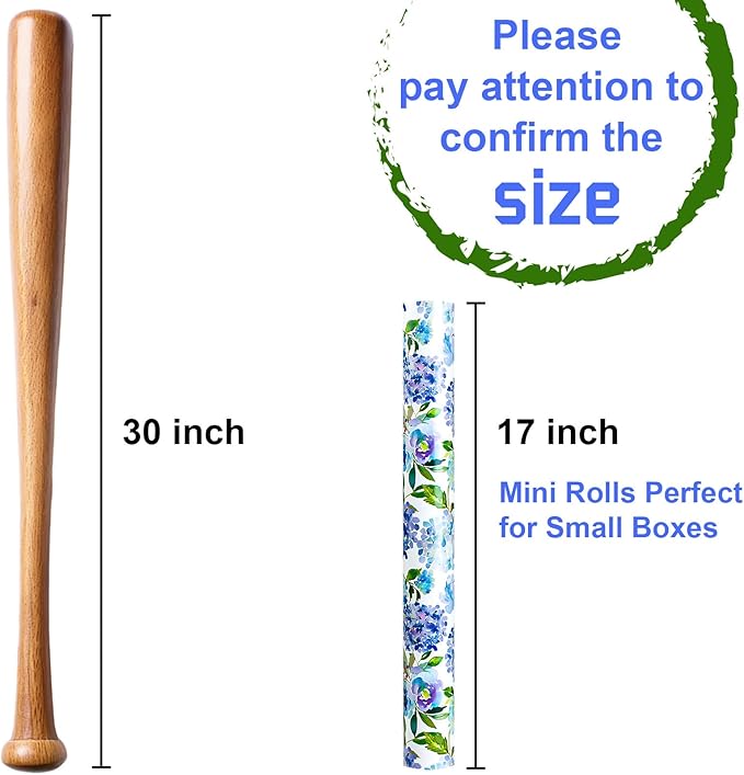 MAYPLUSS Floral Gift Wrapping Paper Roll - Watercolor Blue Hydrangea Design Floral Gift Wrap Paper for Wedding, Bridal Shower, Mother’s Day, Valentine's Day, Birthday, Anniversay (17 Inch X 33Feet)