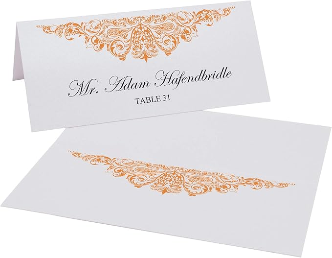 Paisley Place Cards, Orange (Choose Color), Set of 60, Pre-cut and Scored - Wedding, Party, Dinner, and Special Events - Made in the USA