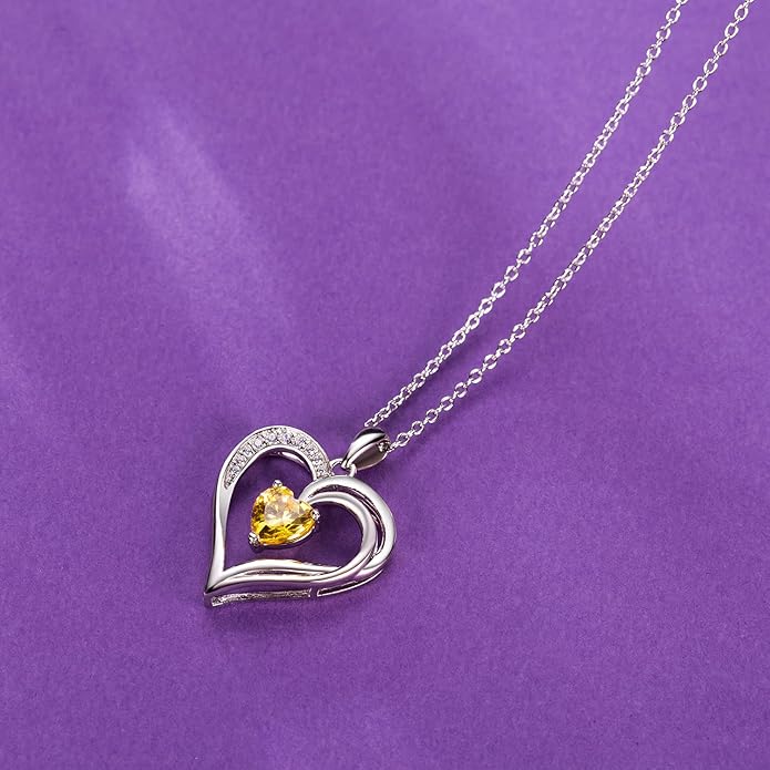 925 Sterling Silver Heart Necklace for Women Birthstone Necklace Silver Jewelry for Womens Jewelry Gifts for Women Her Mom