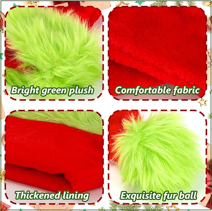 Funny Santa Hat for Adults – Soft Plush Red and Green Christmas Hat for Men and Women – Cozy Holiday Party Headwear