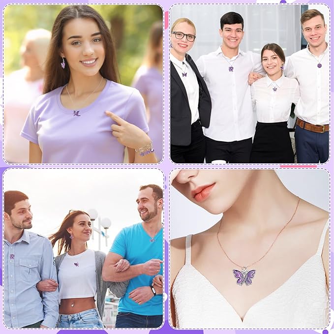 MARFOREVER 40 Pcs/20 Pairs Domestic Violence Charms for Jewelry Making, Purple Ribbon Awareness Charm Alzheimers Pancreatic Cancer Charms Lupus Awareness Pendants for Bracelet Necklace Earrings Making
