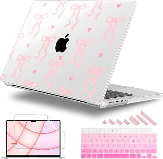 for MacBook Pro 16 inch Case 2021 2022 2023 2024 Release A3186 A3403 M4 A2991 M3 A2780 M2 A2485 M1 Pro/Max, Hard Shell Case with Screen Protector & Keyboard Cover, Bow