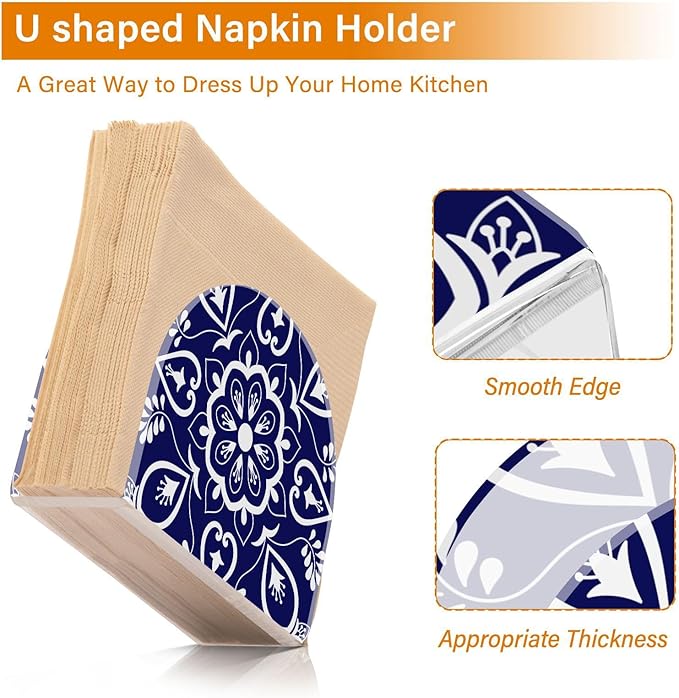 Napkin Holder, Blue Mexican Talavera Napkin Holder for Table Standing Napkin Holders for Table, Kitchen & Dining Room Decor