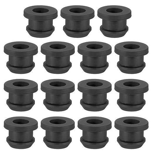 PATIKIL 9.5mm / 3/8 Inch Drill Hole,1/4 Inch ID Rubber Grommets, 15Pcs Top Hat Grommet for Wiring Eyelet Ring Gasket Automotive Firewall Cable Hole Plugs Wires Protection, Black