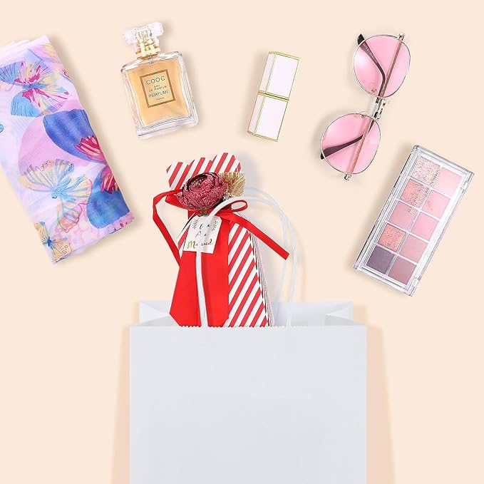 GSSUSA 5.25x3.75x8 1000Pcs White Gift Bags with Handles，Small Gift Bags for Shopping, Craft, Grocery, Party, Retail, Lunch, Business, Wedding, Merchandise, Boutique