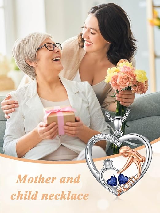 Valentines Day Gift for Mom Mother Daughter Necklace Birthstone Necklaces for Women Anniversary Jewelry Valentine Mothers Day Christmas Birthday Gifts for Mom Women Her Wife Girlfriend