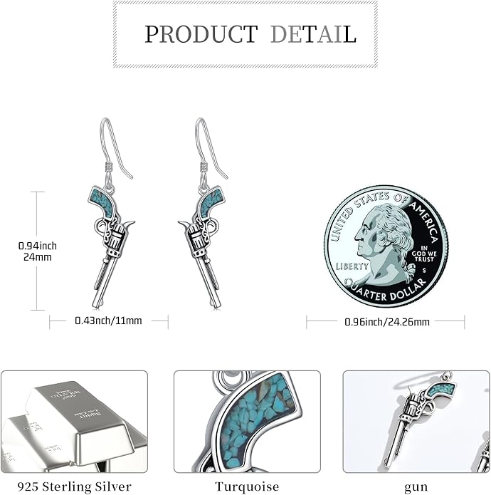 Western Earrings for Women 925 Sterling Silver Turquoise Western Country Dangle Drop Earrings Country Jewelry Gifts for Cowgirl Cowboy