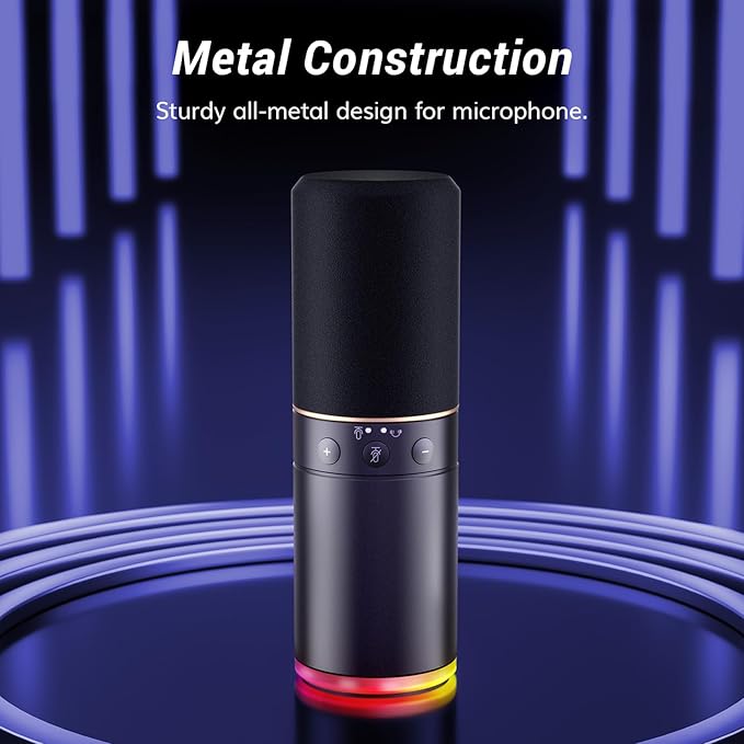TONOR XLR/USB Gaming Mic, Dynamic Microphone for Podcast Recording Streaming with RGB Light, Mute Button, Headphones Jack, Monitoring, Desktop Stand, Metal Vocal Mic for PC Mac Android PS4/5 TD520S