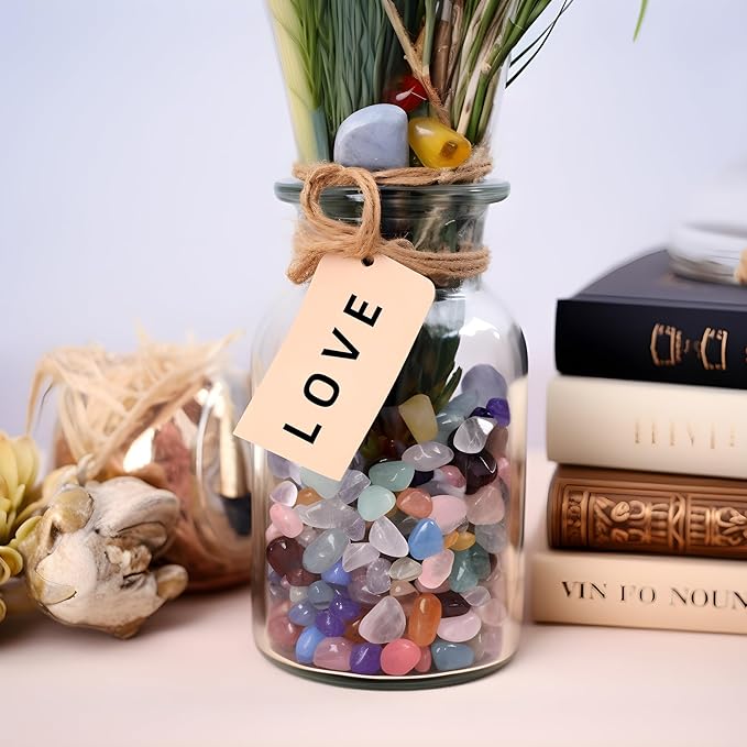 Polished Mixed Crystal Chips 200 Pcs - 0.3" Tumbled Stone Chips Crushed Sea Glass Stones Healing Reiki Crystal Making Home Decoration
