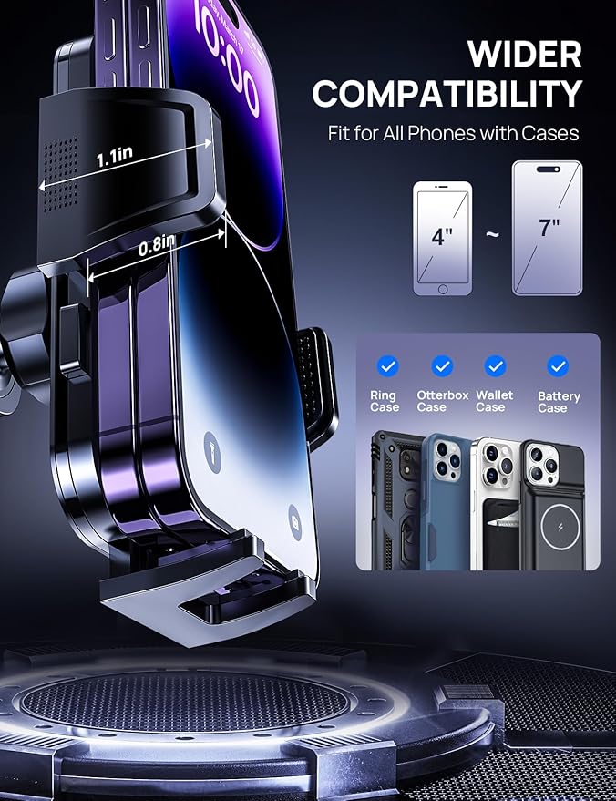 Universal Car Phone Holder for Dashboard Windshield, Hands Free Phone Mount for Car, Automobile Cradles Desk Phone Holder Stand with Suction Cup for iPhone, Samsung, LG and All Android Smart Phones