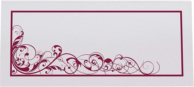 Scribble Vintage Swirl Place Cards, Burgundy (Choose Color), Set of 150, Pre-cut and Scored - Wedding, Party, Dinner, and Special Events - Made in the USA