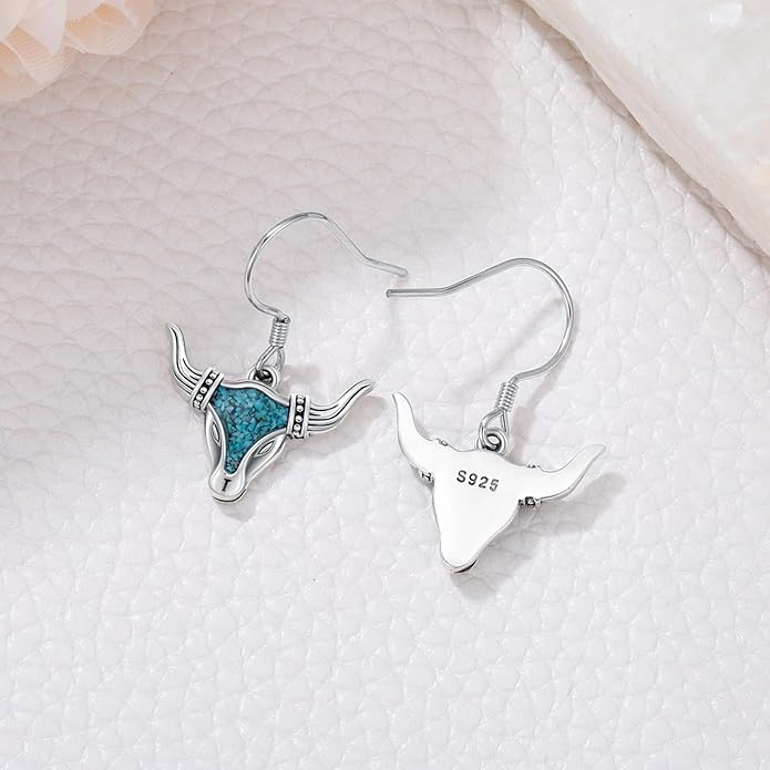 Western Earrings for Women 925 Sterling Silver Turquoise Western Country Dangle Drop Earrings Country Jewelry Gifts for Cowgirl Cowboy
