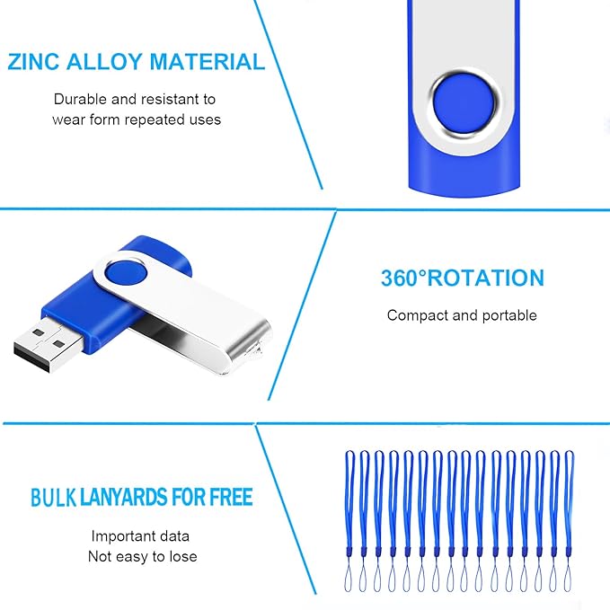 2GB Bulk Flash Drives 50 Pack EASTBULL USB 2.0 Metal Flash Drives Bulk Swivel USB Drives Bulk Thumb Drives Pack (2GB)