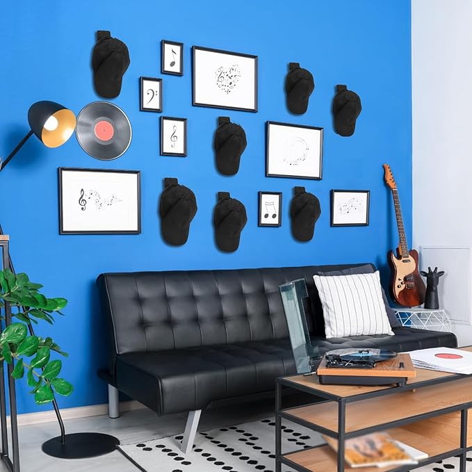 24 Pcs Headphone Wall Hangers Adhesive Gaming Headset Holder Hooks for Wall Mount Strong Universal Stand Hooks for Most Headphone Controller, Hat, Baseball Caps, Closet, Door (Black)