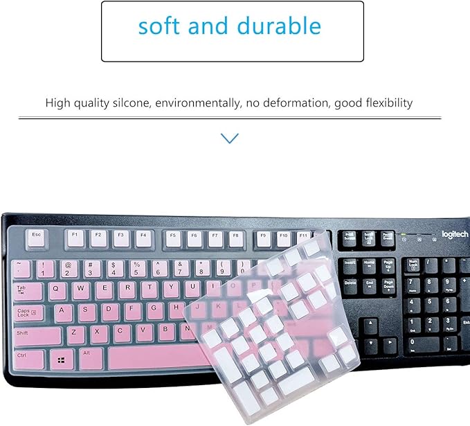 MUBUY Keyboard Cover Skin Protector for Logitech MK120 K120 Wired Keyboard, Protective Skin US Layout - Gradual Pink