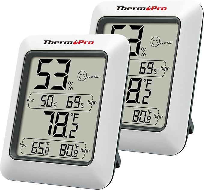 ThermoPro TP50 2 Pieces Digital Hygrometer Indoor Thermometer Room Thermometer and Humidity Gauge with Temperature Humidity Monitor