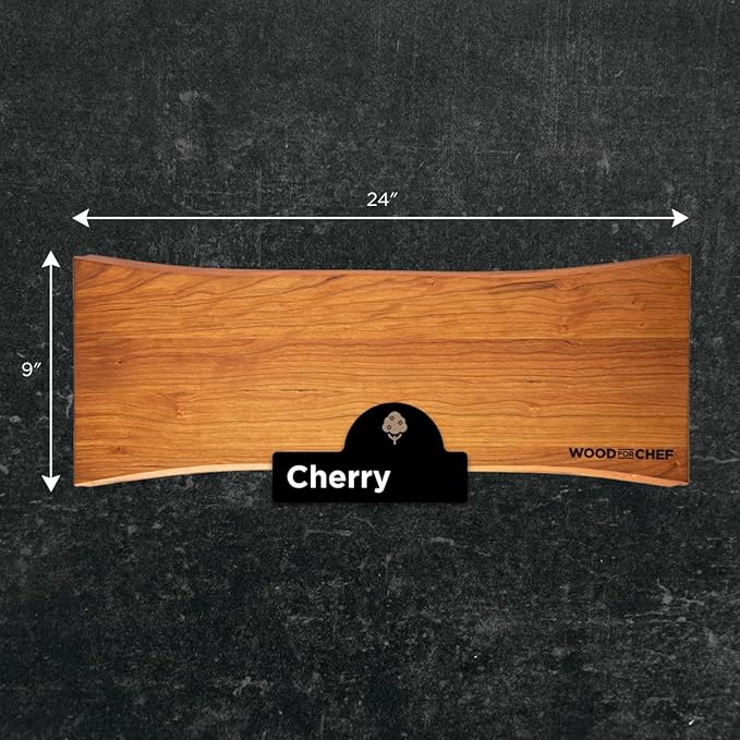 Large Charcuterie Board - Cherry Wood Serving Board with Handles - Perfect Live Edge Design for Displaying Cheese, Bread, Fruit - Modern Wood Charcuterie Board for Parties - 24x9x0.75 inches