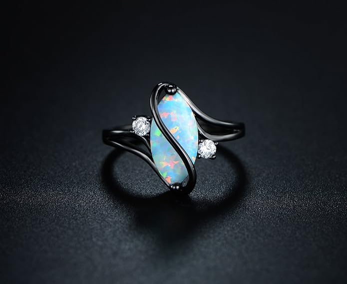 Barzel Rose Gold & White Gold Plated Created Ruby, White Fire Opal & Cubic Zirconia Accents Ring